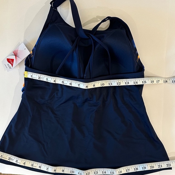 NWT Lands' End High Neck Strappy Back Deep Sea Painted Stripes Size 16W - Picture 10 of 13